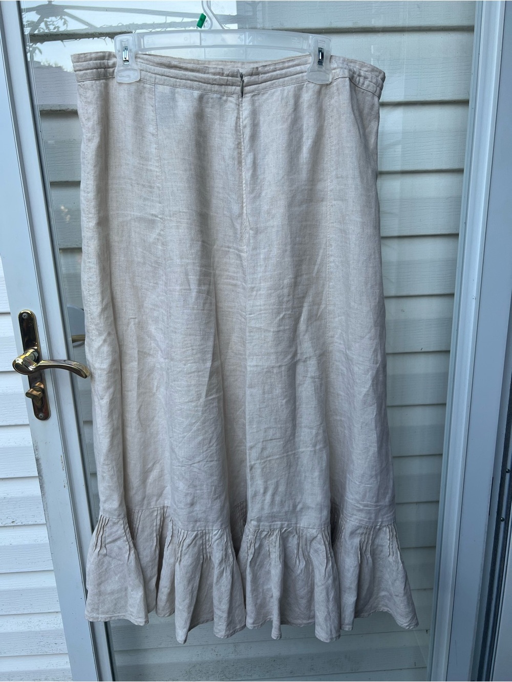 Liz Clairborne 100% Linen Maxi Ruffle skirt Size 14 Drawstring Zipper - Picture 4 of 9